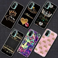 queen princess diamond crown phone case for xiaomi redmi note 9s 8 11 7 9 10 pro 10s 11s clear cover red mi note 8pro k40 cases