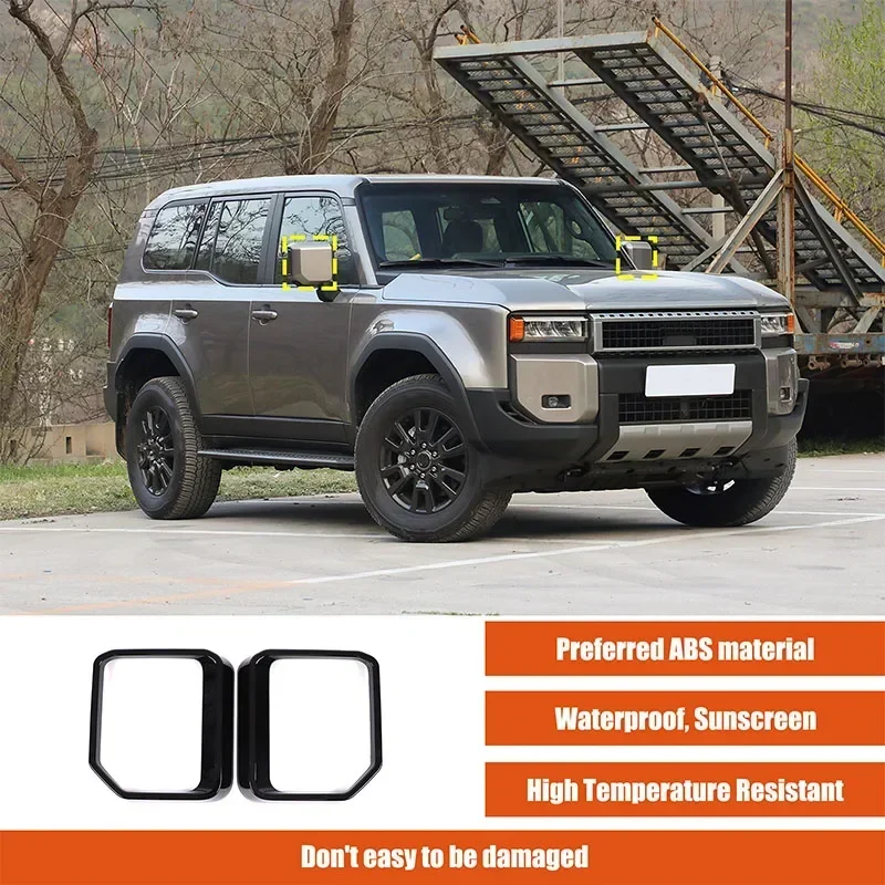 Для Toyota Land Cruiser Prado 250 2024 черное автомобильное зеркало заднего вида из АБС-пластика