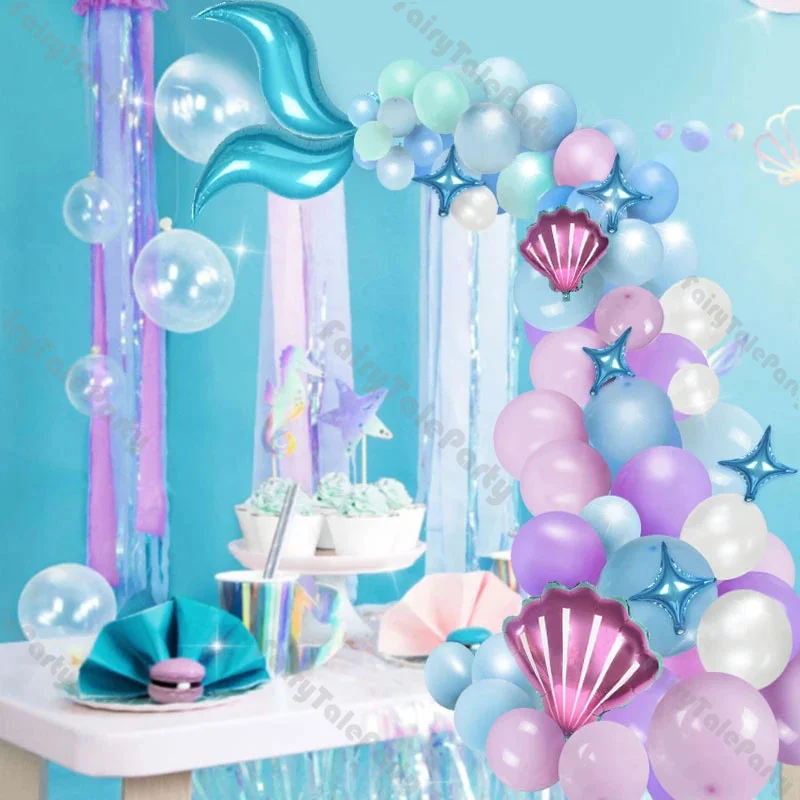 

84pcs Mermaid Theme Balloon Garland Kit Under The Sea Balloon Arch Pastel Balloons Baby Shower Birthday Decorations Supplies