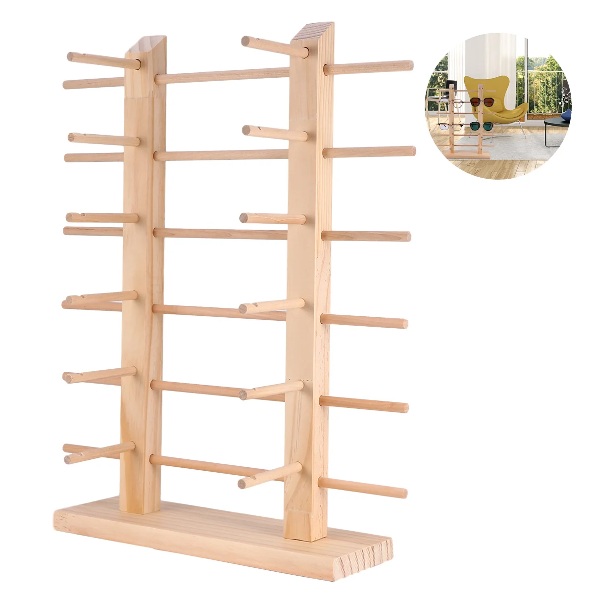 

Wooden Glasses Frame Eyeglasses Display Rack Sunglasses Durable Holder Stand