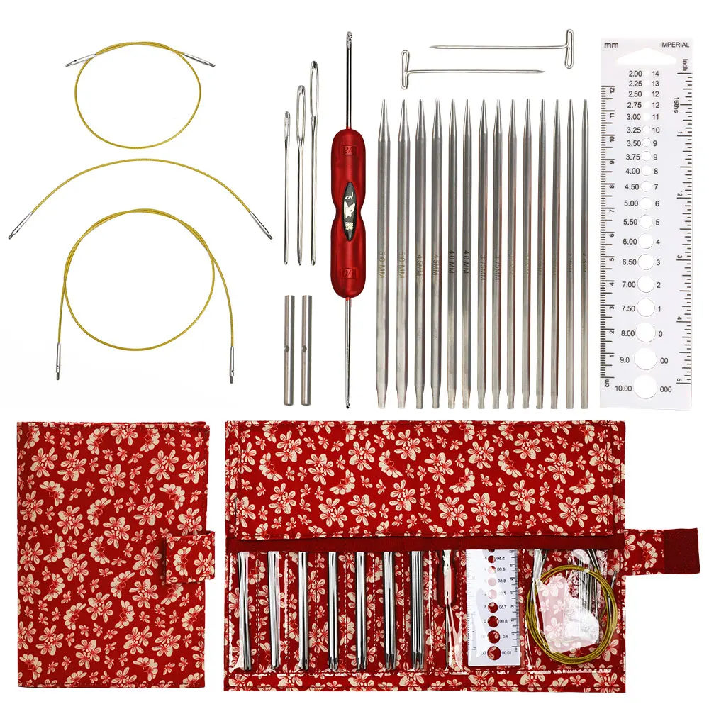

Stainless steel Knitting Needles Set Interchangeable Crochet Needles for Crochet Yarn Knitting Accessories Kit for Beginners Gif