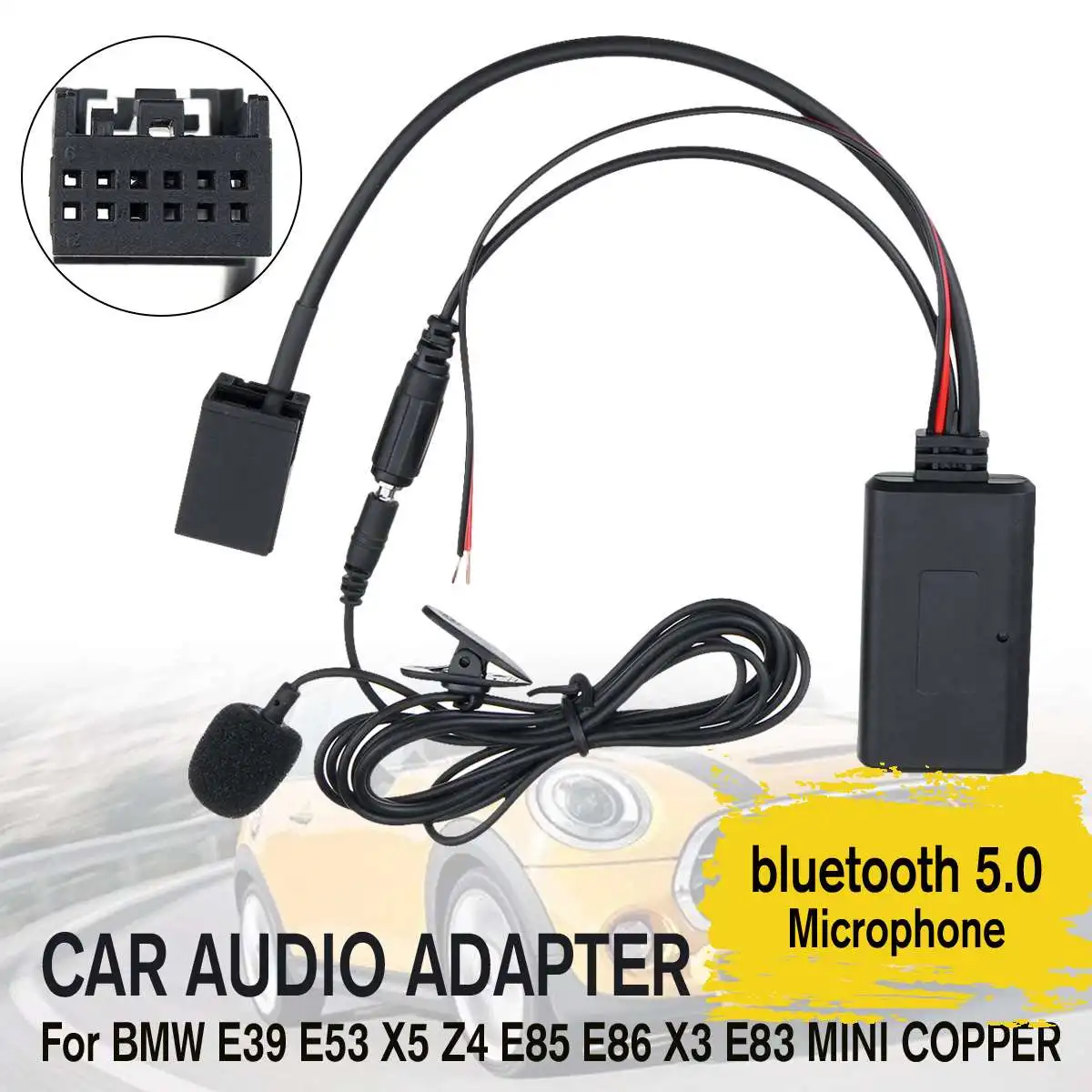 Автомобильный аудиокабель AUX с bluetooth 5 0 Hi-Fi кабель 12 В микрофоном для BMW MINI ONE COOPER E39