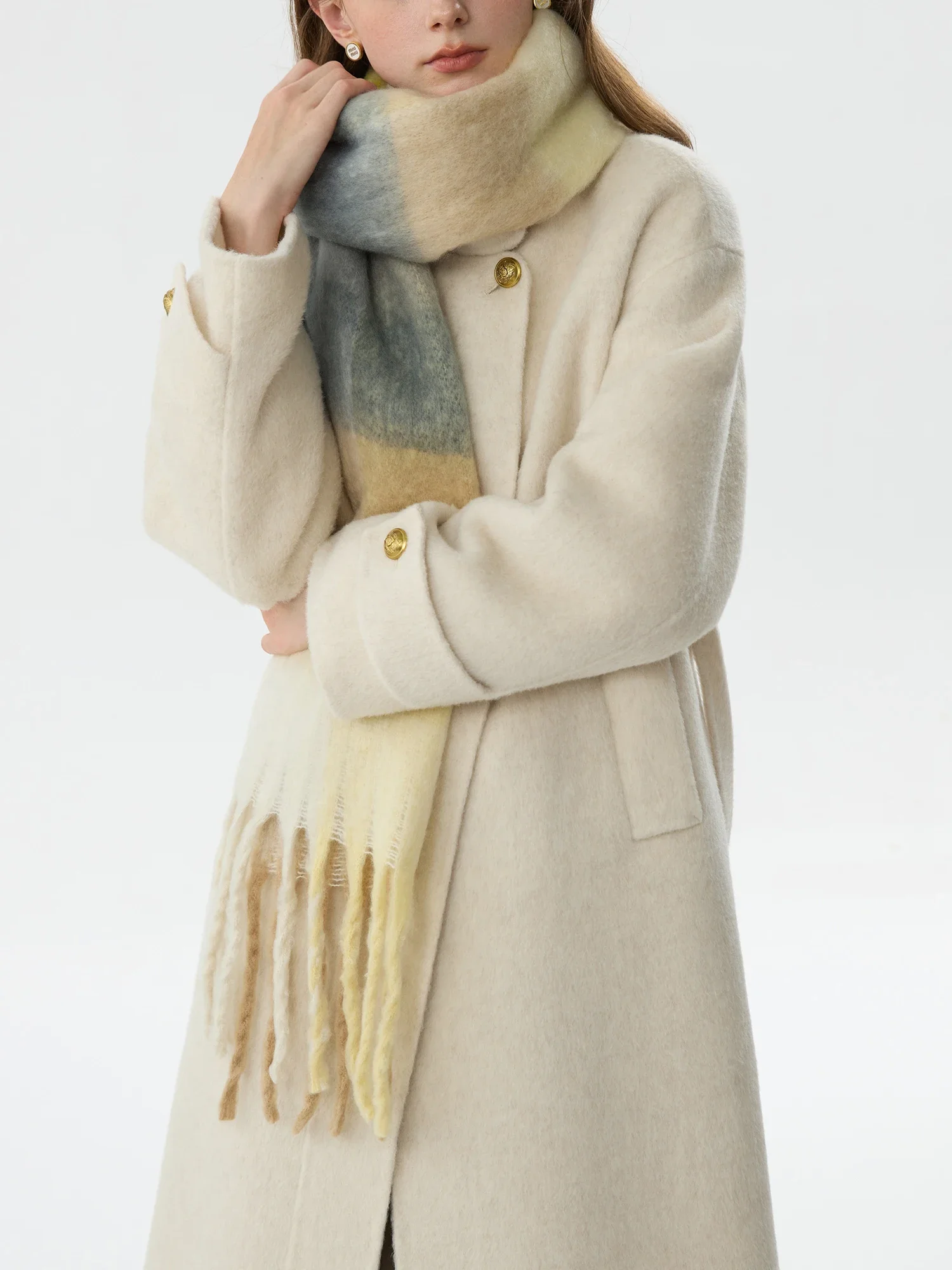 FSLE женский шарф 2024 зима новый лоскутный дизайн длинный 36 см * 210 24FS14723