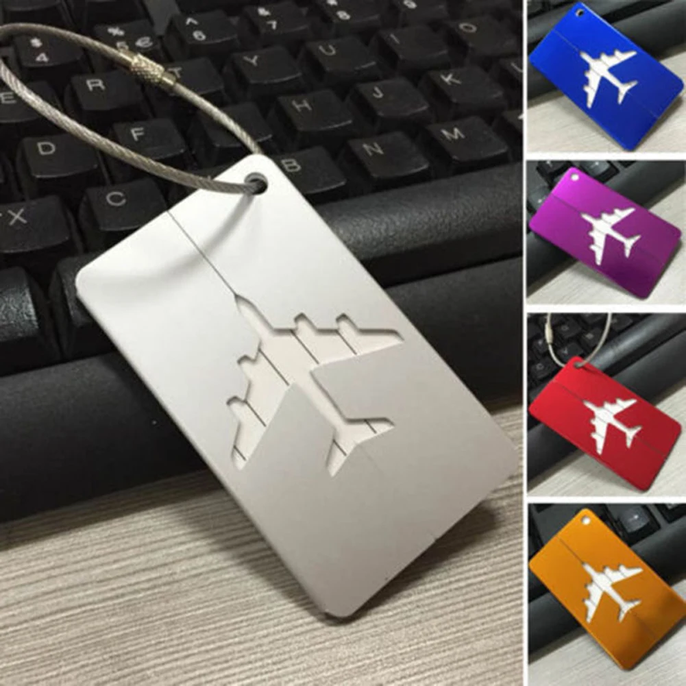 

New Fashion Popular Portable Travel Aluminium Plane Luggage Tags Suitcase Label Name Address ID Baggage Tag Modern Ornaments
