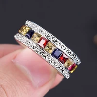 elegant exquisite womens fashion rose gold color multicolor stone rings romantic bride engagement wedding ring