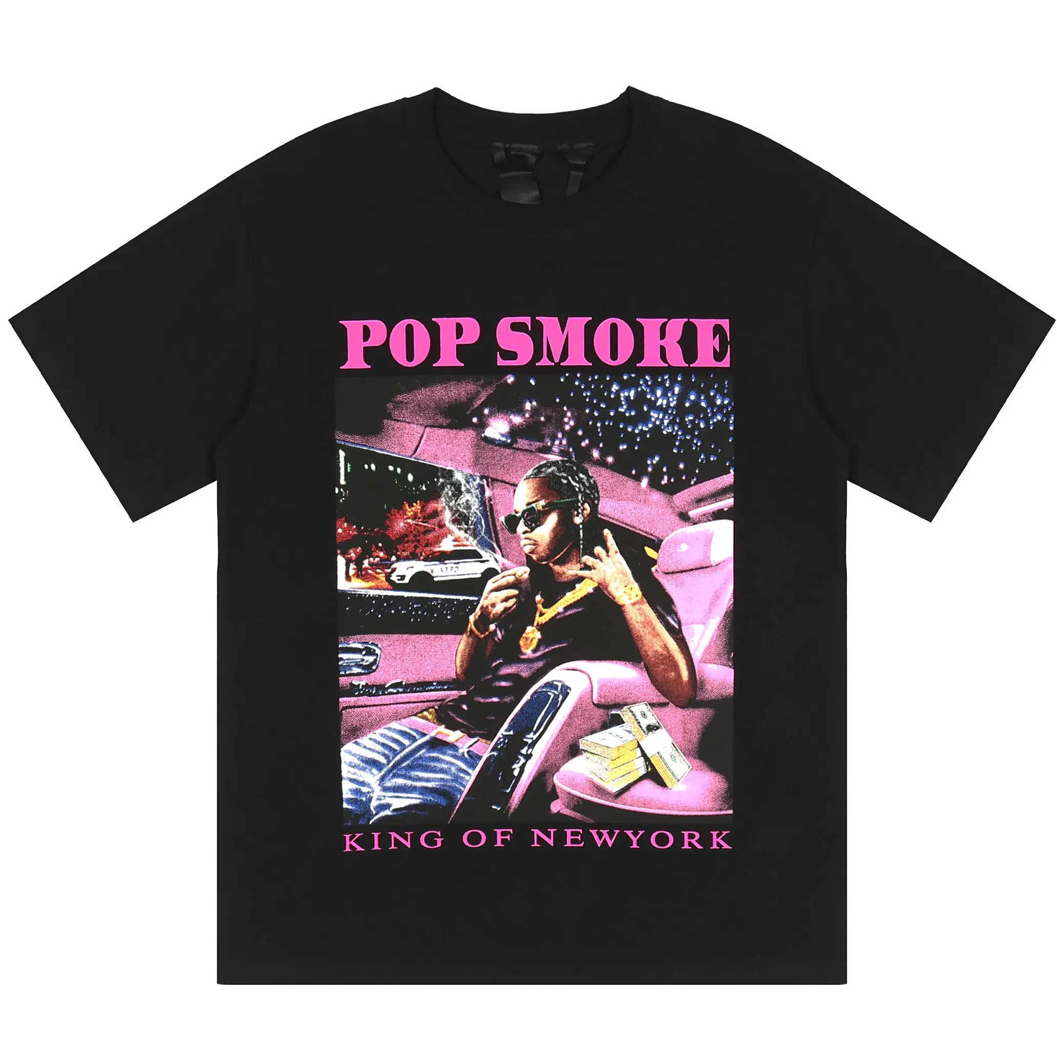 

Short sleeve women couple loose street hip hop original fashion T-shirt men cotton big V printed top