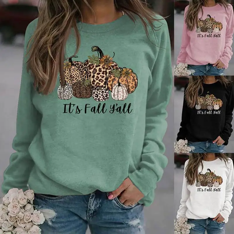 New spot IT'SFALLYALL letter printing fashion autumn and winter bottoming loose round neck long-sleeved sweater women