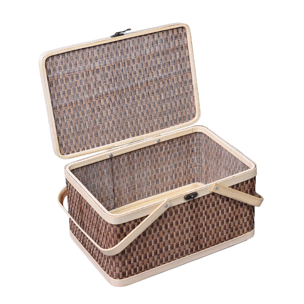 

Basket Woven Picnic Baskets Flower Bag Storage Wicker Weddingfruit Girl Lunchbox Adults Candy Woodchip Bath Rattan Straw Pirate