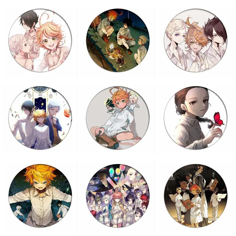 

COFUN New The Promised Neverland Emma Cosplay Badges Norman Brooch Ray Icon Collection Bag Breastpin for Backpacks Clothing