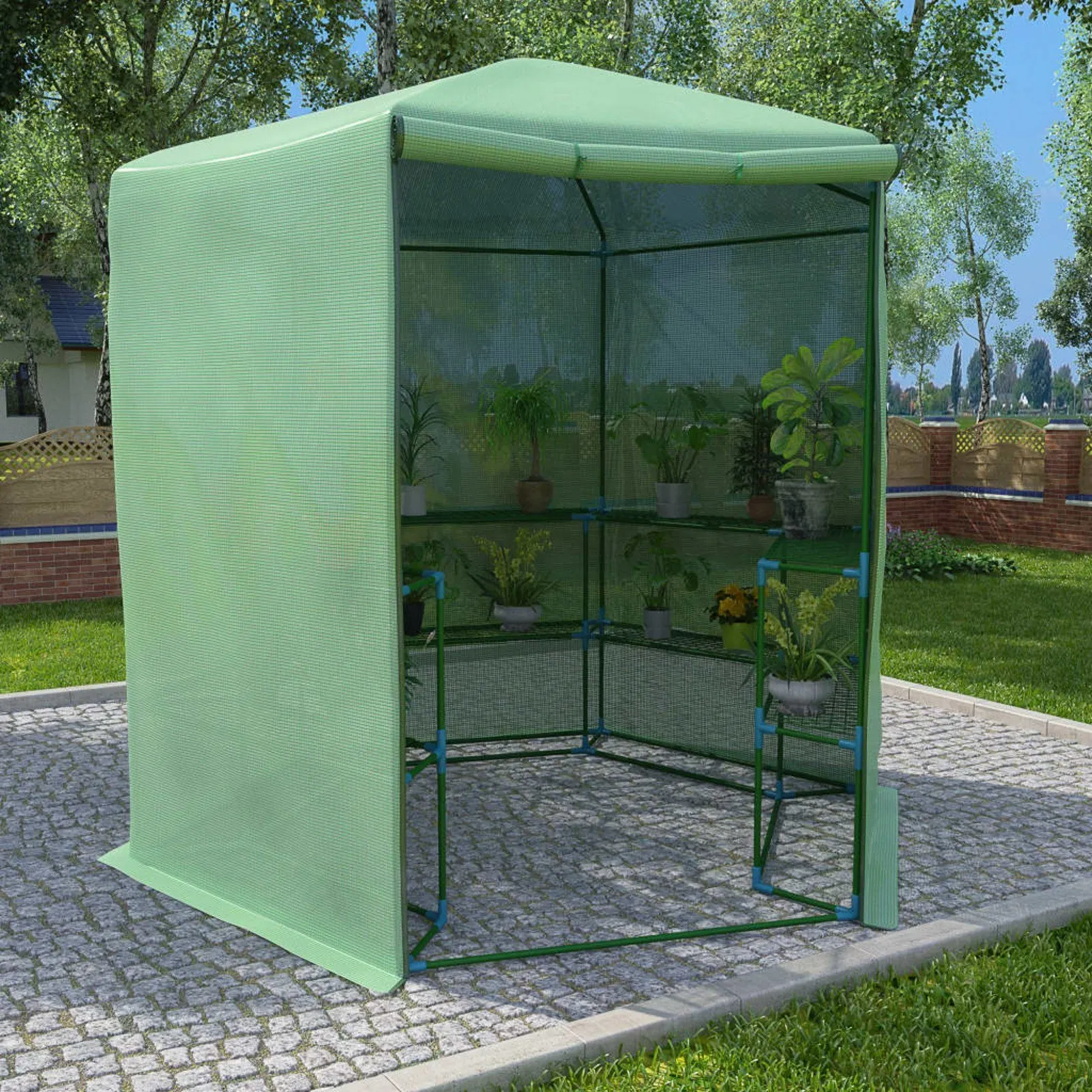 

Greenhouse with Shelves Steel 89.4"x87.8"