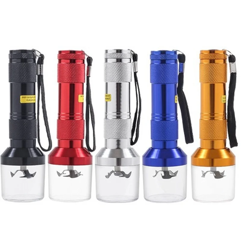 

Aluminum Alloy Electric Metal Smoke Grinder Creative Flashlight Smoke Crusher Smoking Accessories