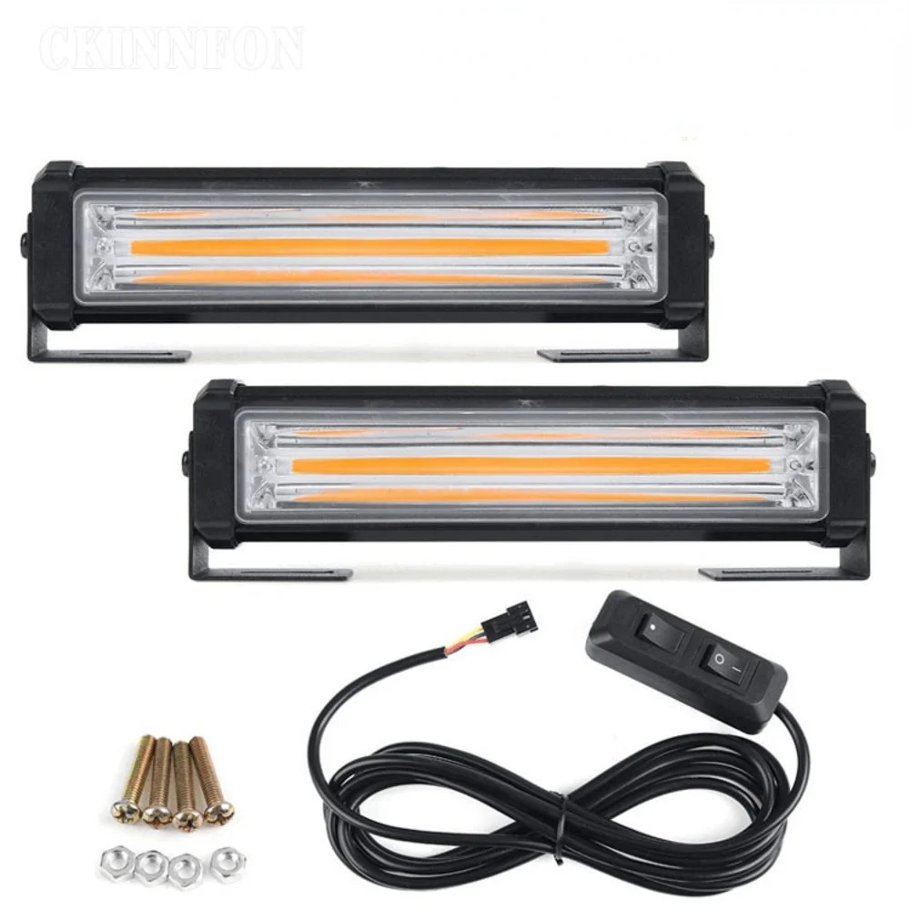 

4Pair Car One With Two Medium Grid Strobe COB Bar Light Highlight Strobe Warning Light 8 Flashing Modes Car Lights