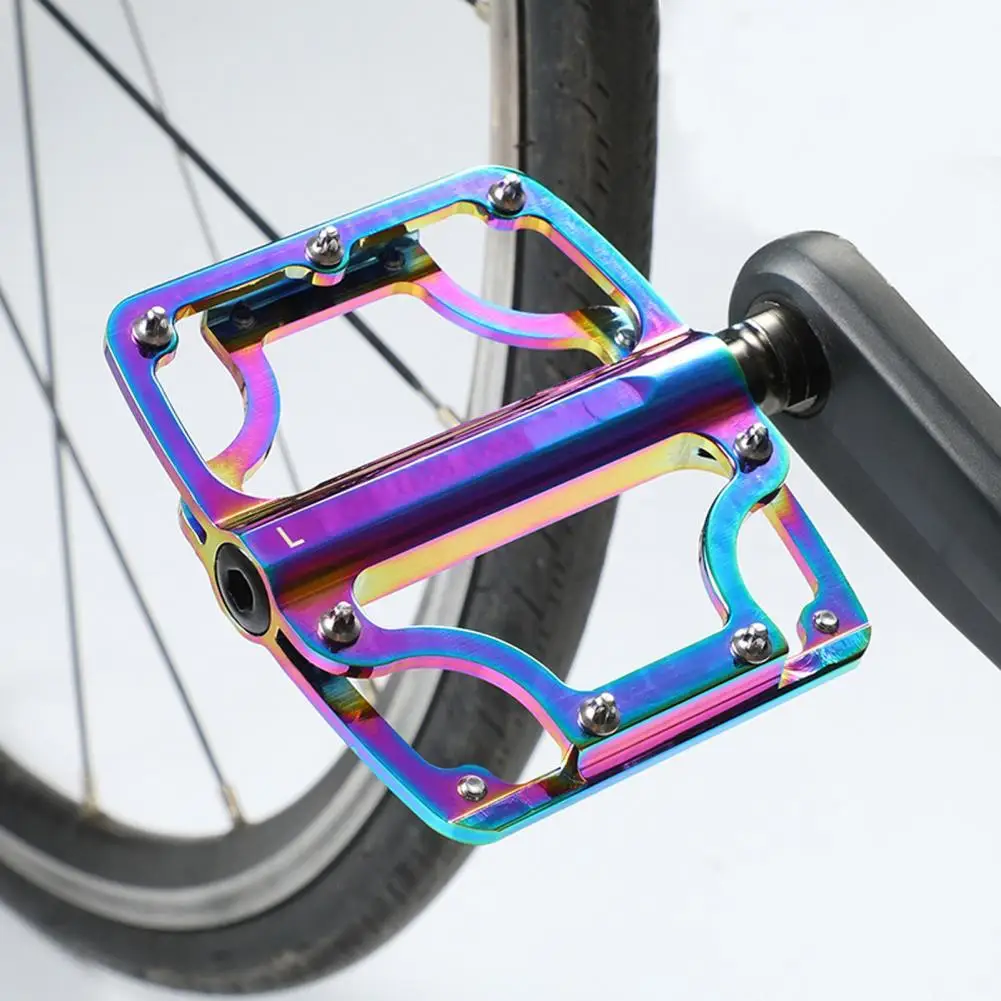

1 Pair Bike Pedals Large Force Area Antiskid Multicolor Cool Colorful 3 Bearing Cycling Pedal for Mountain Road Bicycle