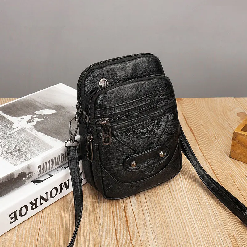 Multi-Functional Soft PU Leather Small Shoulder Bag For Women Vintage Crossbody Bag Cash Purse Cell phone Bag bolsas femininas