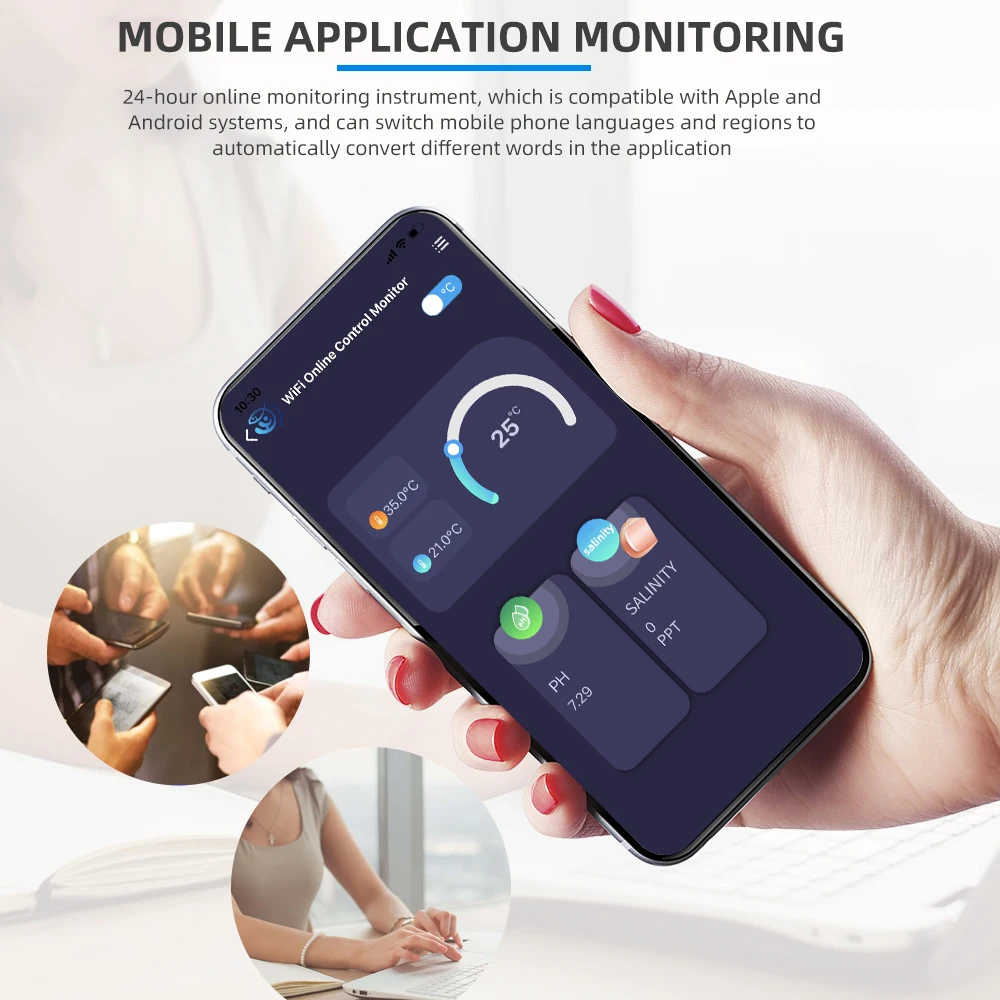 Цифровой Wi-Fi тестер качества воды 8 в 1 измеритель PH EC TDS соли SG Temp ORP CF
