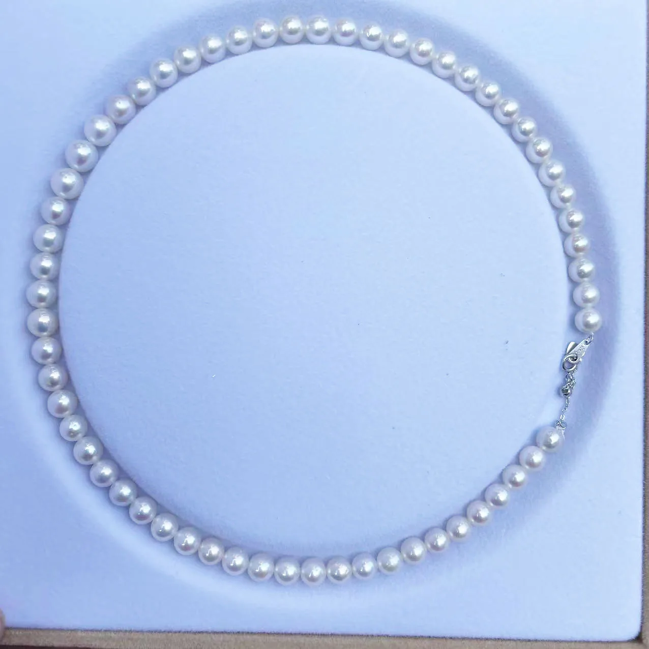 

On Sales 6.5-7.5mm Round AAAA Nature White Fresh Water Pearls Necklaces for Women Fine Birthday's Presents