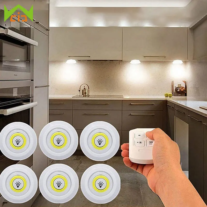 

Dimmable LED Under Cabinet Light with Remote Control Battery Operated LED Closets Lights for Wardrobe Bathroom Lighting
