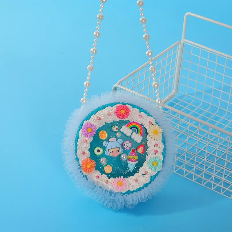 Handmade Material Pack Cream Gel DIY Satchel Girl Pearl Shoulder Bag Handicraft Accessories Crossbody Bag Children's Day Gifts