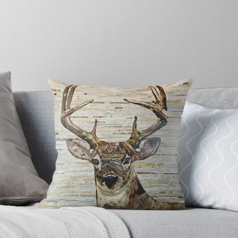 Коллаж Whitetail Deer /Buck от C.E. Белая декоративная подушка