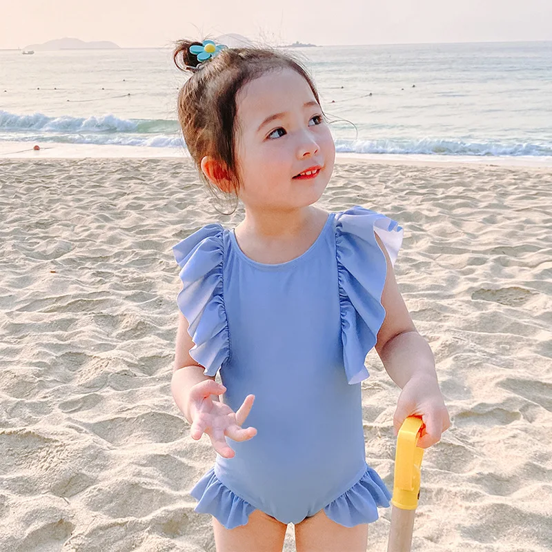 

New Summer Beachwear Children Swimsuit Princess Girl One-piece Swimsuit Toddler Bikini Backless Swimwear Baby Beach Clothes