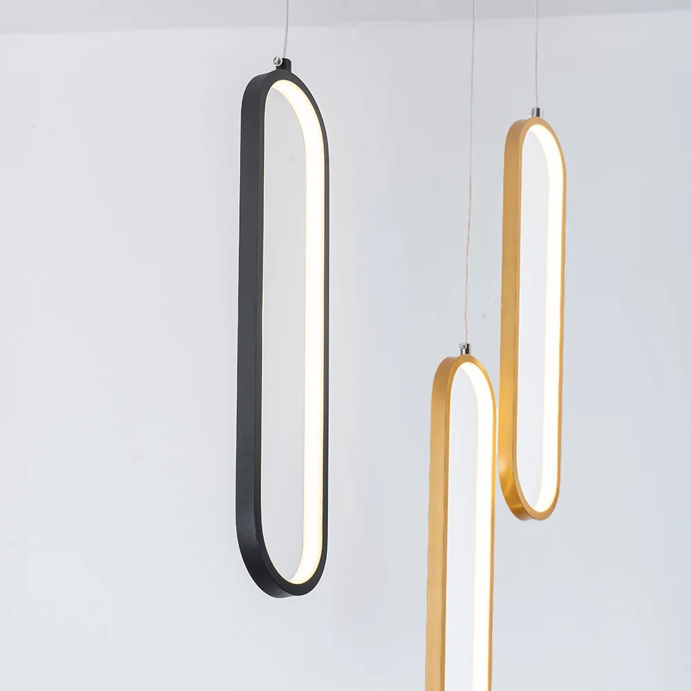 

Nordic creative LED Pendant light Bedroom Bedside Art Hanging lamp Luxury Clothing store Staircase 0-shaped lamp