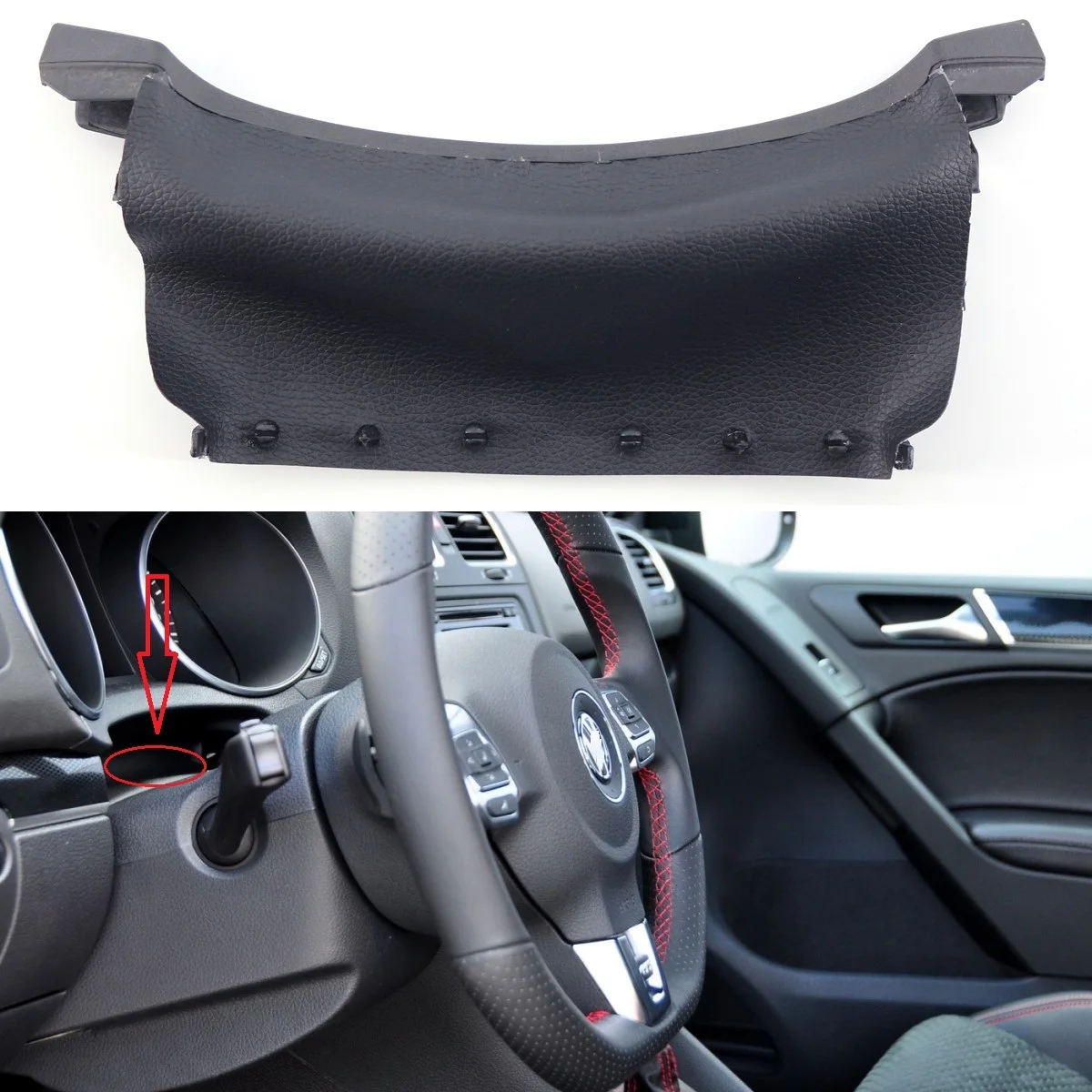 

For Volkswagen VW Golf Sportwagen Jetta 2009-2013 Steering Column Black Leather Cover Trim 5K0857053D Accessories Replacement