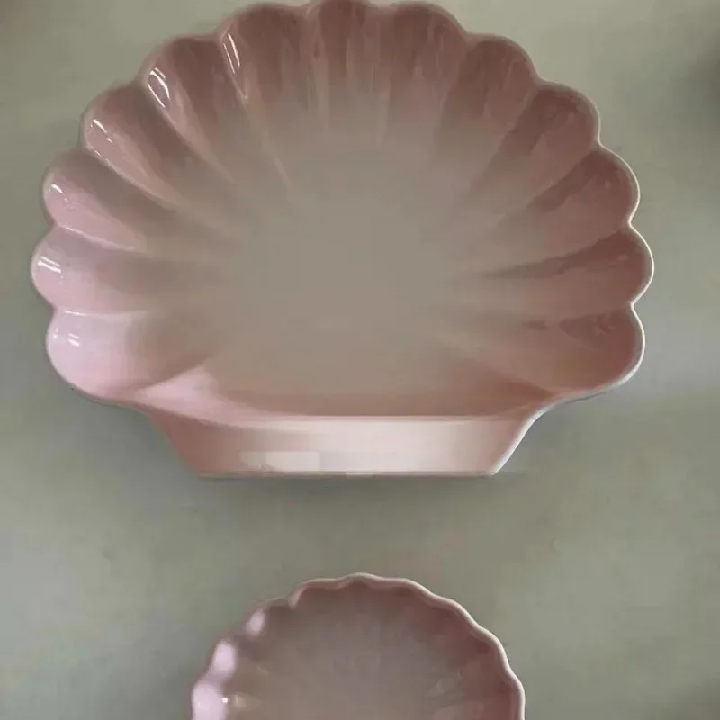 Тарелка в форме ракушки серия Французский цвет океана керамограничный фарфор