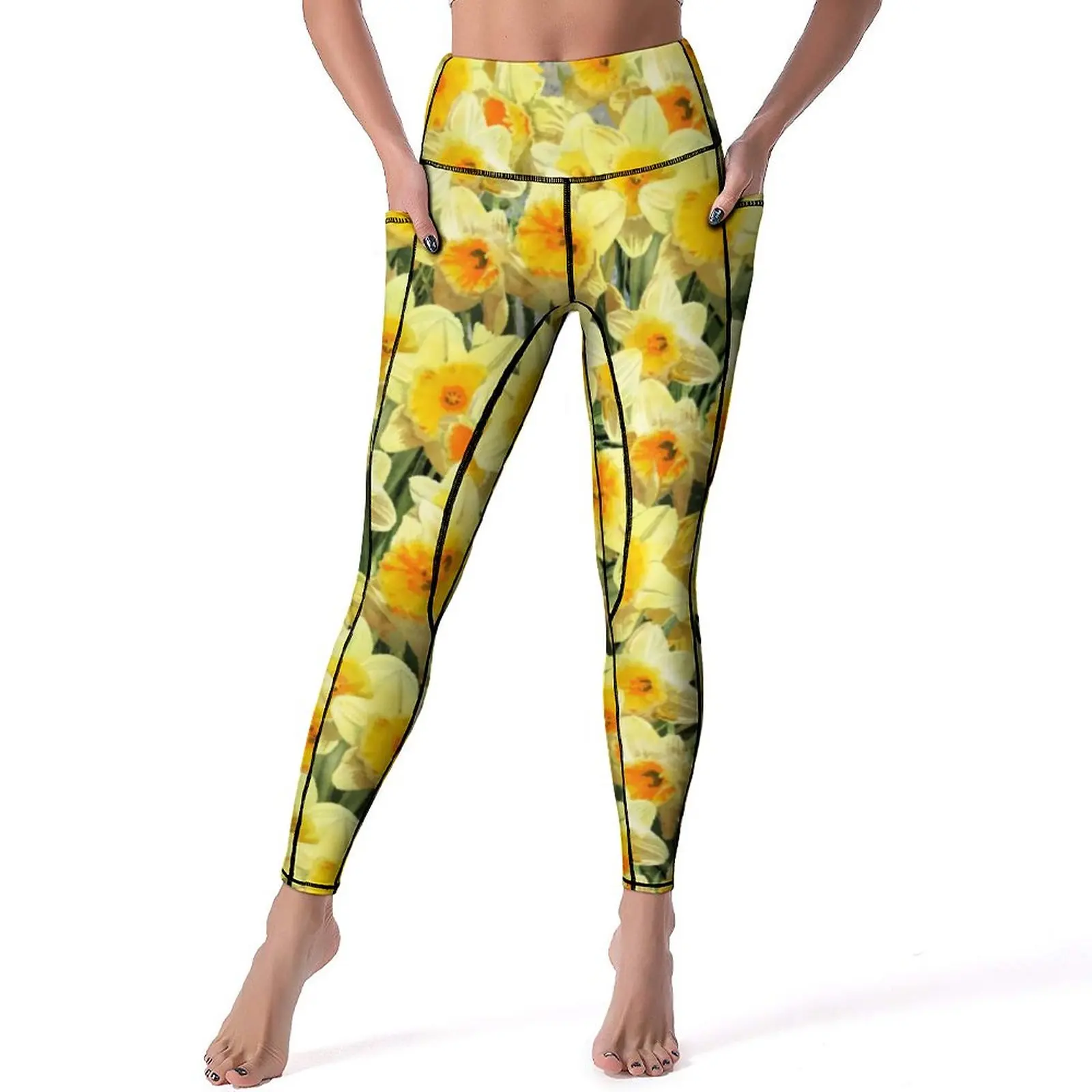 

Элегантные легинсы с цветочным принтом, желтые легинсы для фитнеса и йоги с высокой талией, эстетичные легинсы, сексуальные эластичные спортивные легинсы