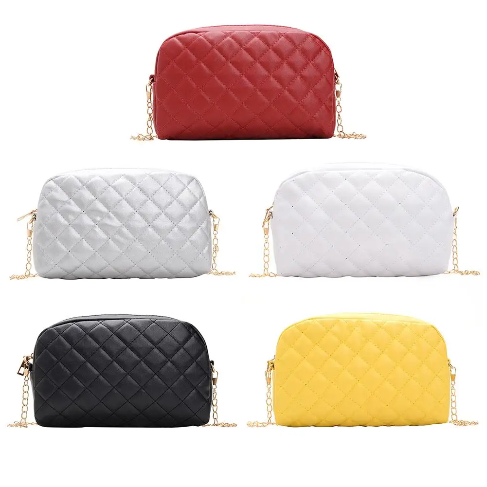 

Новые милые сумки через плечо, однотонные сумки через плечо из искусственной кожи, модная сумка-мессенджер через плечо с цепочкой, клатч для...