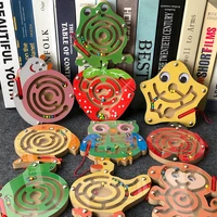 kid montessori early learning educational toys wooden magnetic animal maze puzzle animal walking beads labyrinth children toys
