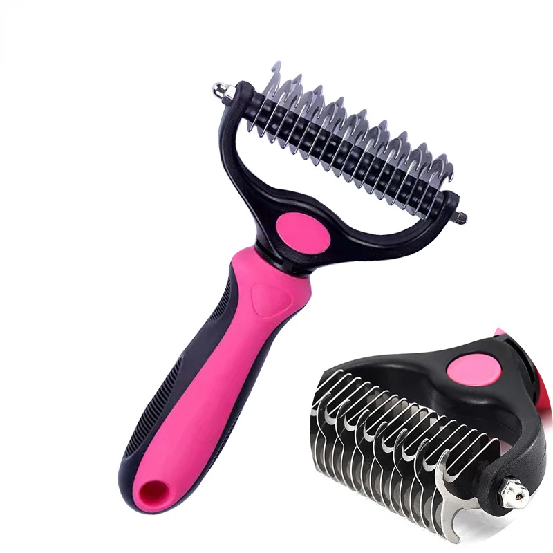 Купить Professional Pet Deshedding Brush 2 Sided Dematting Dog Comb Cat