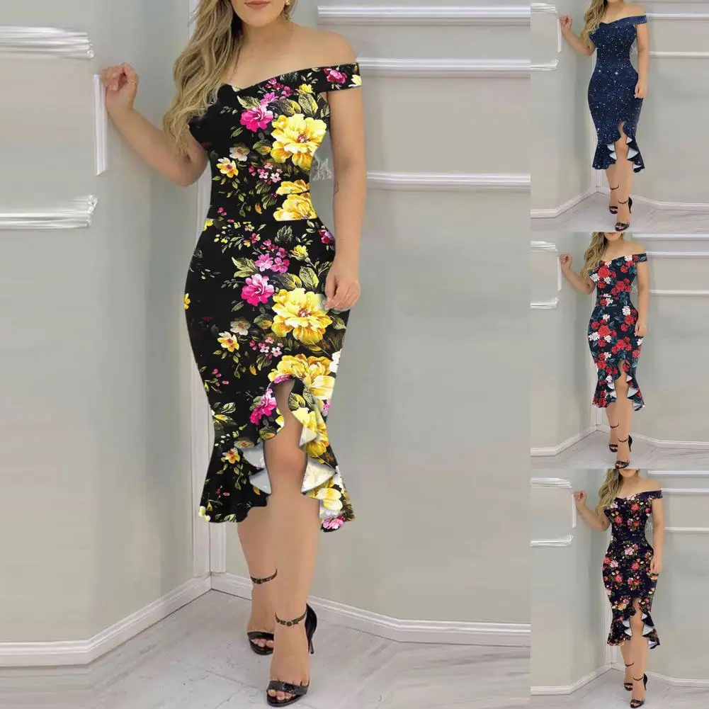 

Ladies Popular Sleeveless Hip Wrap Dress Female Formal Dress Off Shoulder for Daily Wear