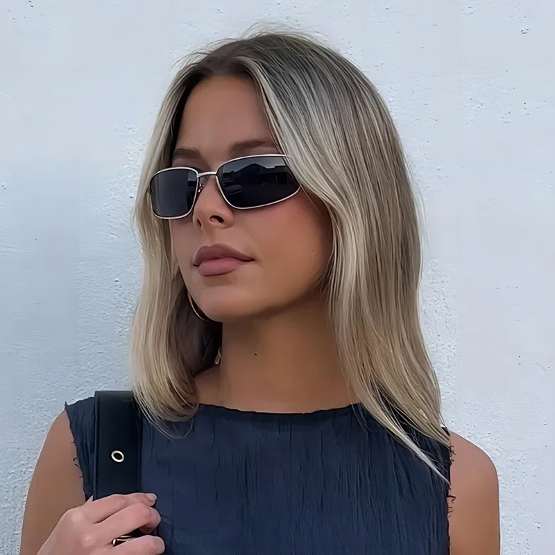 JNPCXI Ретро Y2K солнцезащитные очки без оправы в стиле панк женские модные