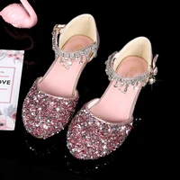 girls glitter sandals childrens high heels shoes kids performance crystal sandals baby catwalk princess childrens shoes