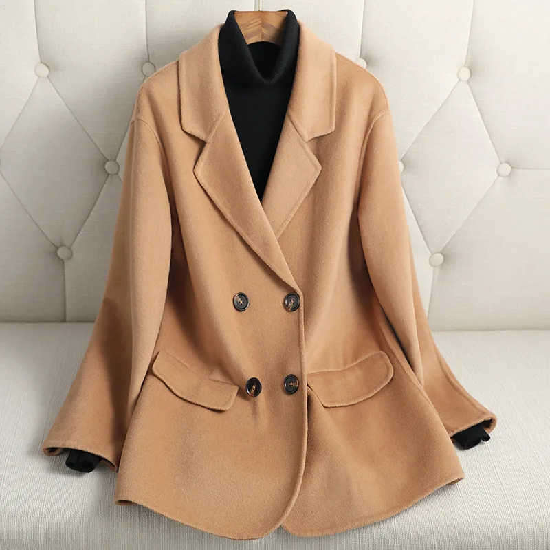 

2023 autumnand winter fashion New Small Double sided Cashmere Coat for Women Short Loose Woolen Coat