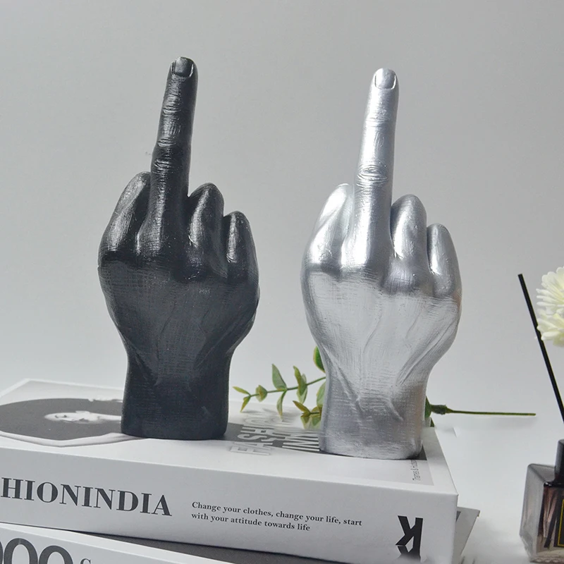 

Middle Finger Statue Modern Nordic Style Creative Middle Finger Statue Resin Craft Sculpture Flower Potted Plant Home Garden