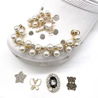 new fashion chain shoes charms designer croc charms bling rhinestone girl crystal diamond gem decoration metal pearl accessories