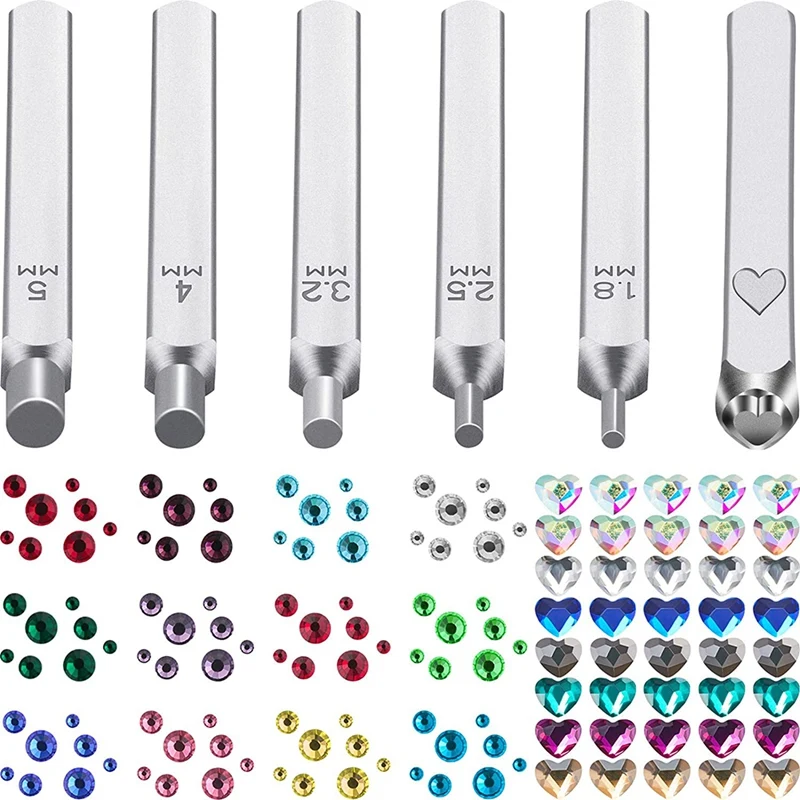 

DIY Crystals Setter Stamping Punches Kit 5Pcs Circle Jewelry Design Stamps Jewelry Metal Stamping Tools For DIY Crafts