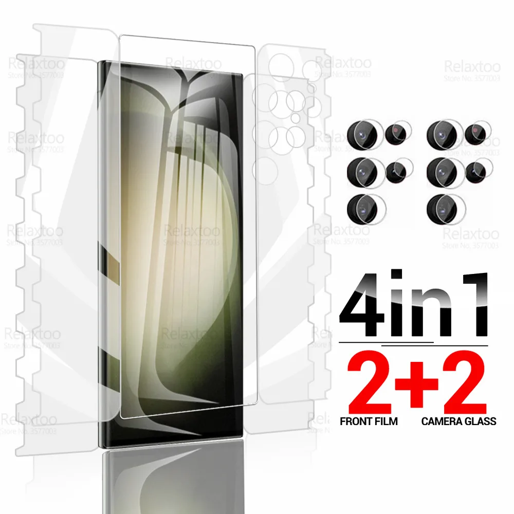 

4in1 360° Full Body Soft Hydrogel Film For Samsung Galaxy S23 Ultra Screen Protector Sumsung S 23 Plus S23Ultra 5G Camera Glass