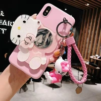 hello kitty with vanity mirror phone cases for iphone 13 12 11 pro max mini xr xs max 8 x 7 se 2020 back cover