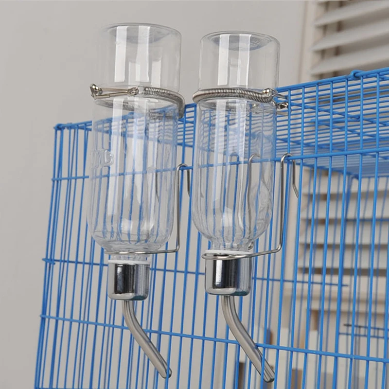 

Plastic Water Feeder Bottle Hanging Auto Dispenser Drinker Hamster Small Pets Dog Drinking Stainless Steel Head Pipe Fountain