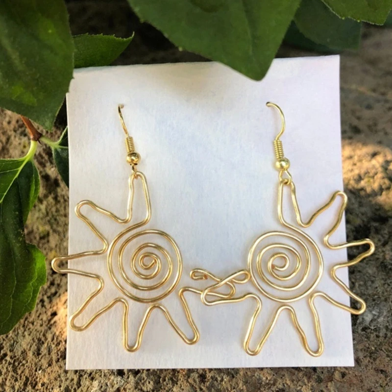 

Hollow Sunflower Pendant Earrings Drop Earrings Jewelry Gift for Women Girl