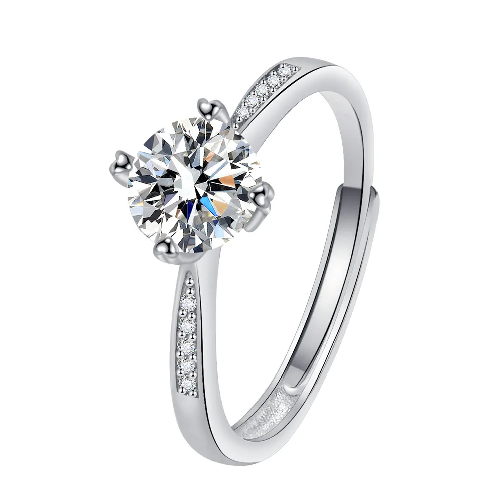 

Moissanite Open Ring Women's Simple Light Luxury Four-claw Love One Carat Imitation Diamond Ring Wedding Ring for Women