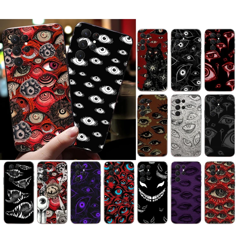 

Phone Case for Samsung Galaxy S23 S22 S21 S20 Ultra S20 S22 S21 S10 S9 Plus S10E S20FE Scary Face Eyes Case