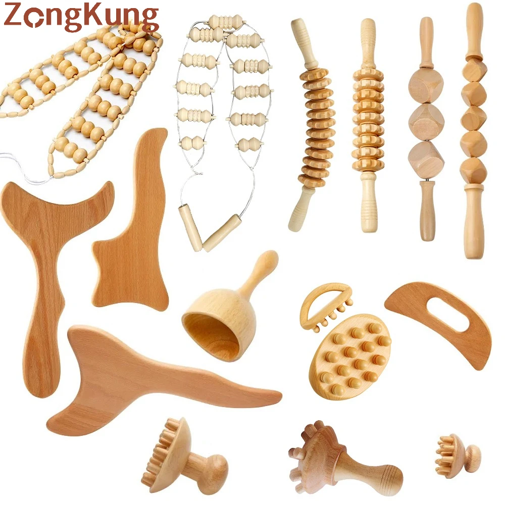 

Wood Therapy Massage Tools Maderoterapia Wooden Gua Sha Tool Roller Massage Wooden Swedish Cup Mushroom Massager Anti Cellulite