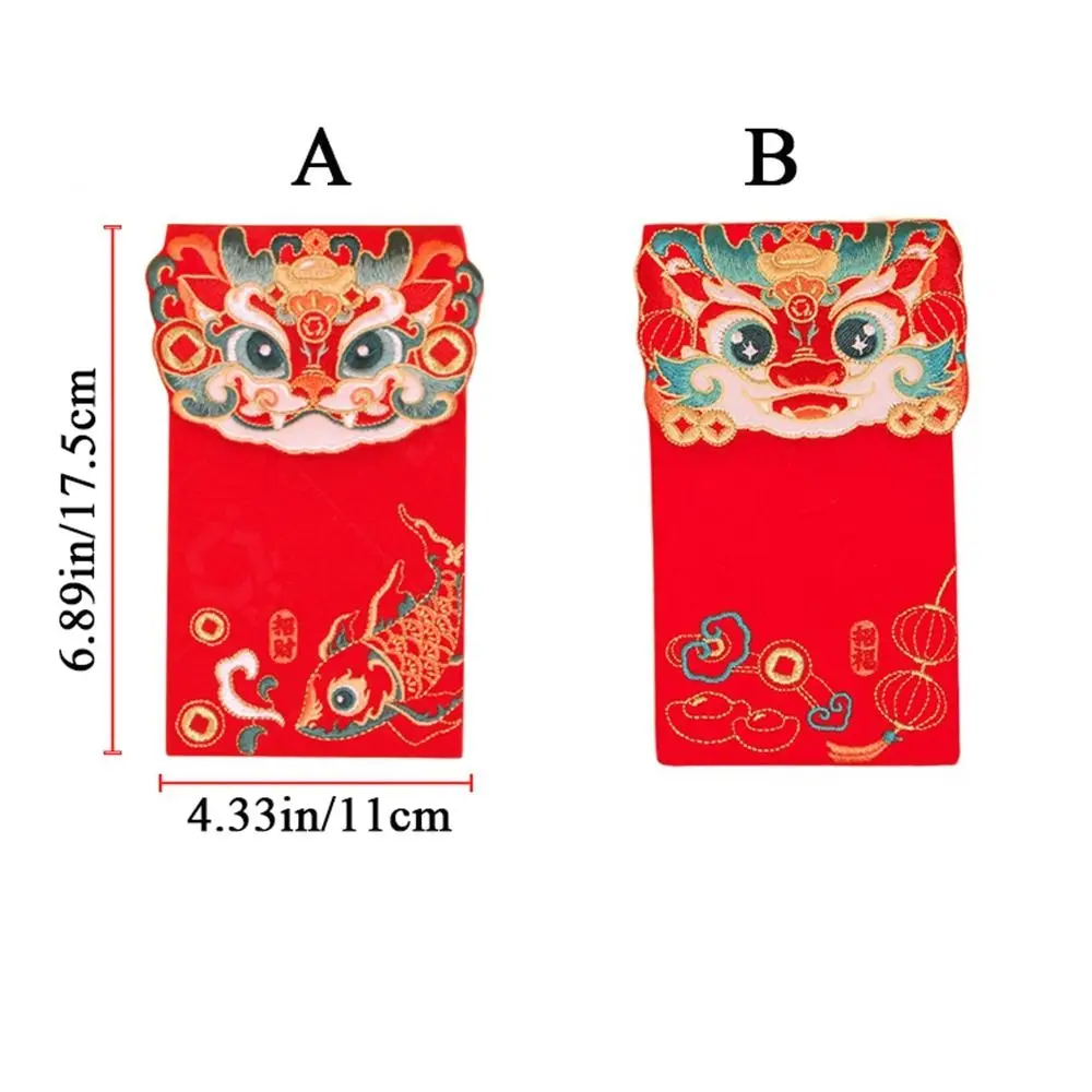 Конверты в китайском стиле с красным рисунком дракона и знаков зодиака красные