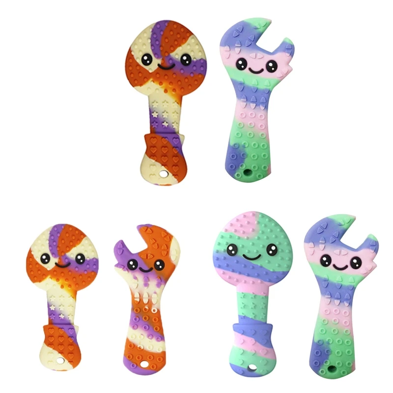 

Silicone Teething Toy Cartoon Wrench Tools Shape Teethers Chewing Toys for Baby