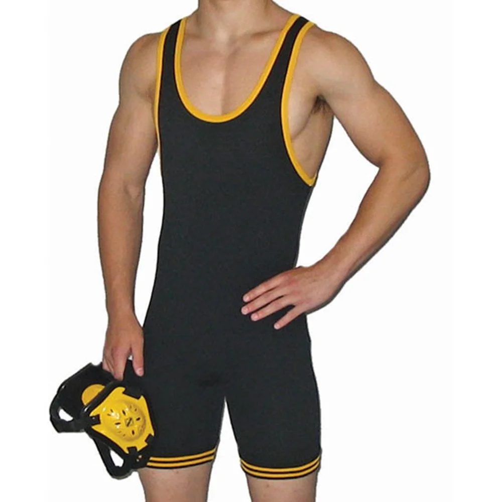 Men Wrestling Singlets Suit Running Speedsuit Boxing One-Piece Tights Sleeveless Weightlifting Clothing Compression Gear Singlet