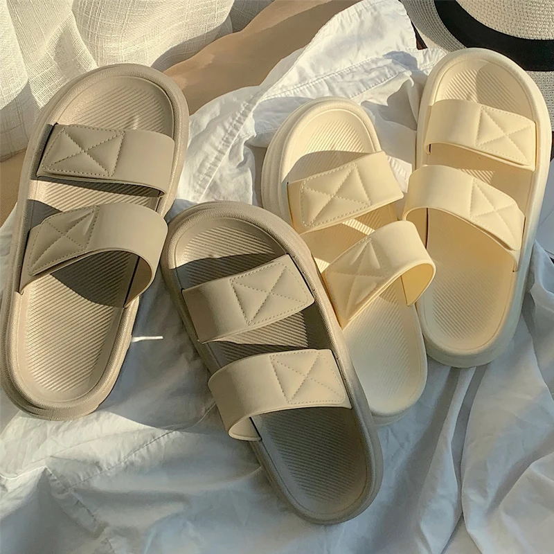 Shevalues Bandage Slippers Women 2023 New Summer Solid Color Women Platform Sandals Home Comfortable Slides Fashion Flip Flops