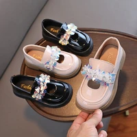 girls sequined hollow loafers simple korean style 2022 children spring new round head sweet kids fashion leather shoes versatile
